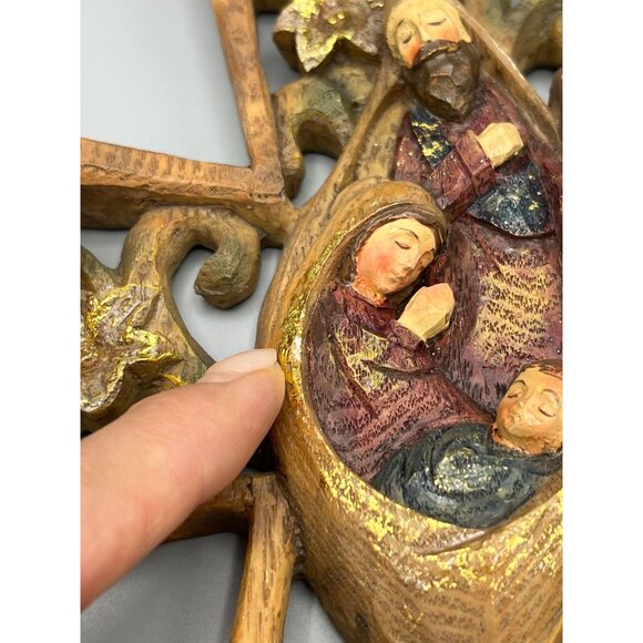 Nativity Wall Cross Christmas Decor 12" Baby Jesus Mary Joseph Faith Roman Inc - Picture 9 of 11